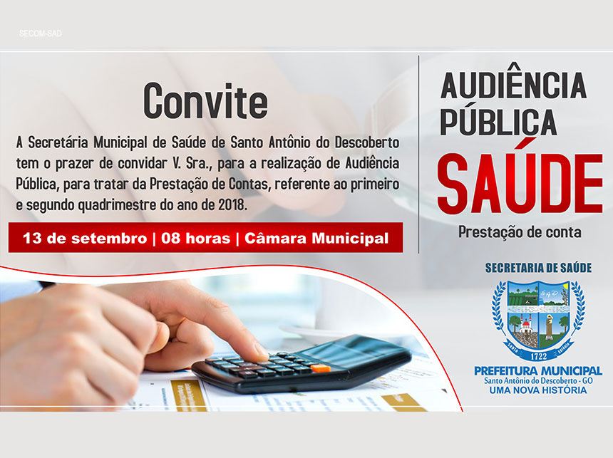 Secretaria Municipal de Saúde realiza Audiência Pública, na Quinta (13), para prestação de contas