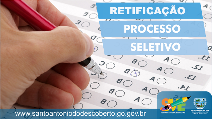 Edital de Retificação Nº 001/2018 de Processo Seletivo Simplificado – Educação